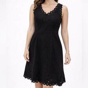 ✨Elegant Black Eyelet Cocktail Dress – Size Small PTP 16in